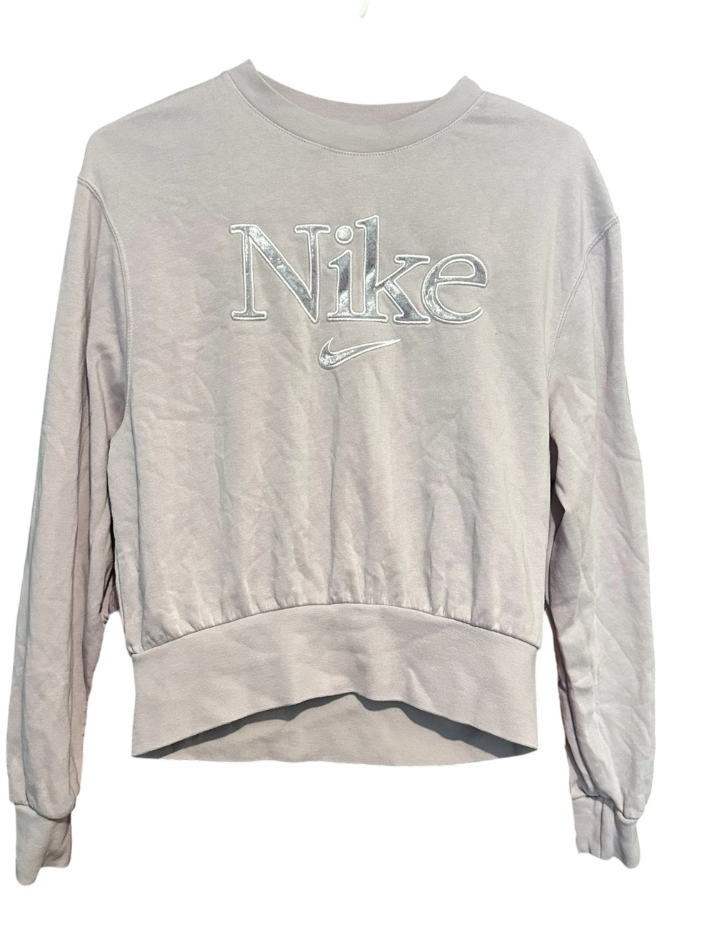 Nike Femme Velour Logo Light Purple Crew Neck Pullover Sweatshirt Women’s S